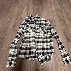 Black and White Plaid Button-Up Shirt